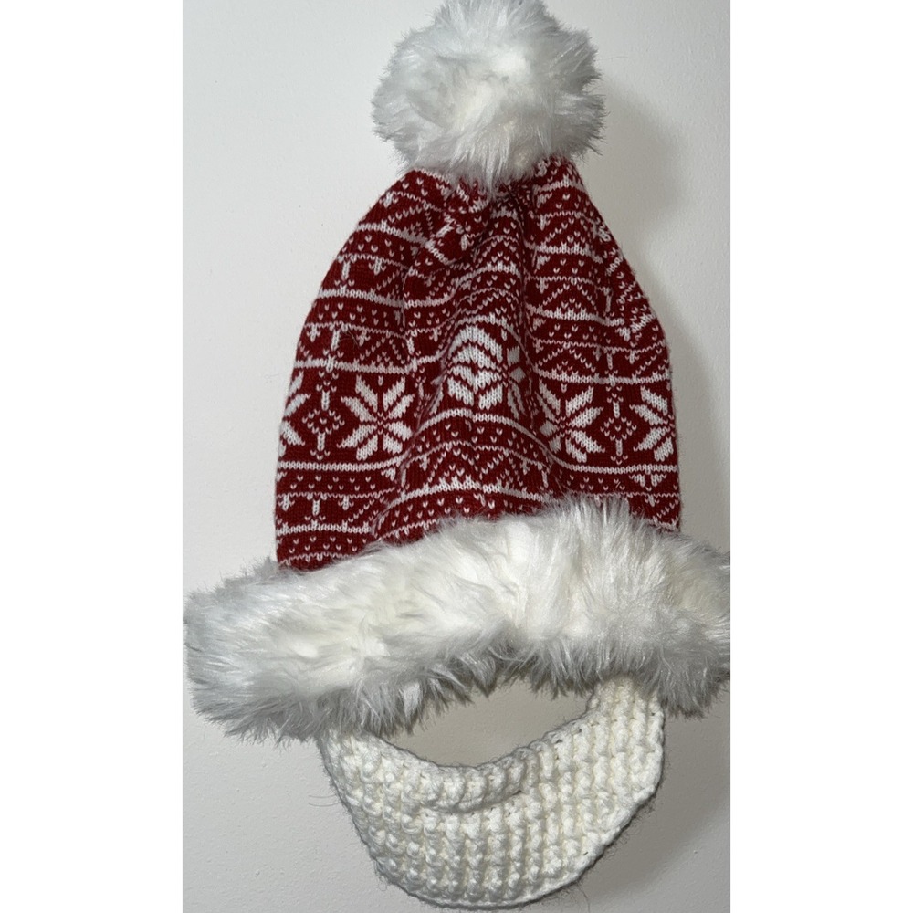 Mens Santa Beard Hat Georges Clothing UK Removable Red White Holiday Festivities